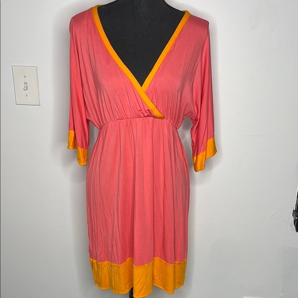 Calvin Klein Dresses & Skirts - CALVIN KLEIN Pink and Orange Wrap Dress